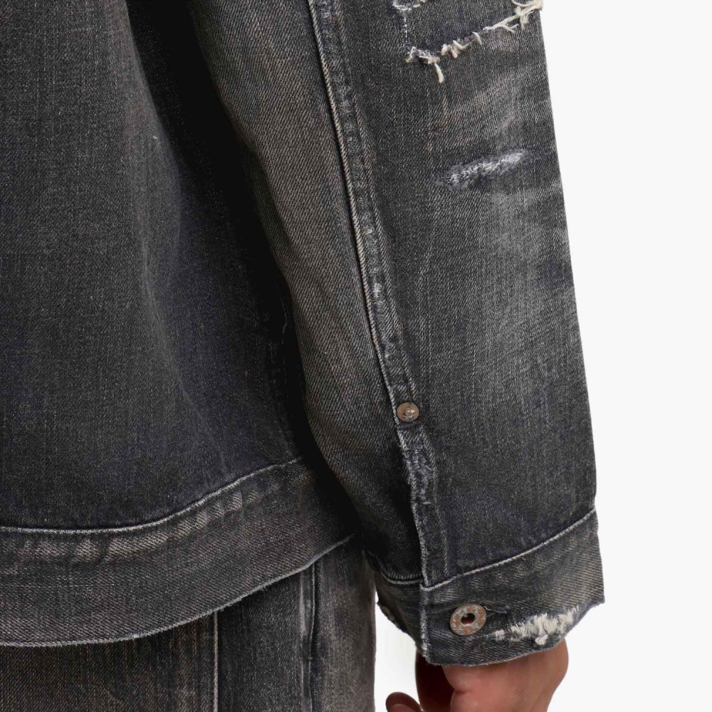 MADNESS AGING TYPE-I DENIM TRUCKER (DAMAGED AND REPAIRED